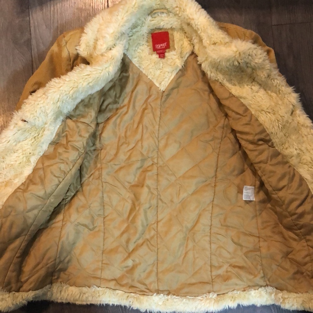 Esprit Women's Camel/Tan Corduroy Jacket with Faux Fur Trim - Picture 9 of 13